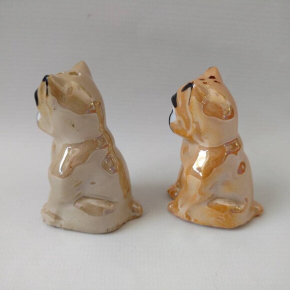 Vintage Lustreware Dog Salt & Pepper Shaker Set Ceramic Porcelain Germany - Picture 6 of 10